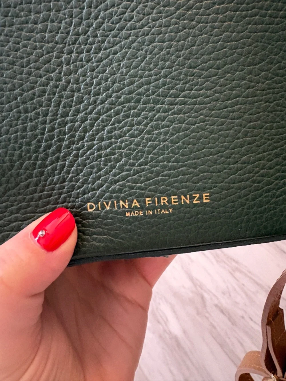 Divina Firenze Genuine Leather Backpack Forest Green and Cognac